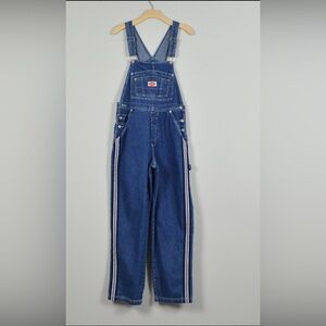 Revolt Jeans Blue Denim Overalls with White Side Stripes